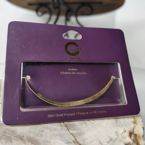 18kt Gold Plated Anklet NWT Adjustable C LUXE by Claire's Herringbone Chain